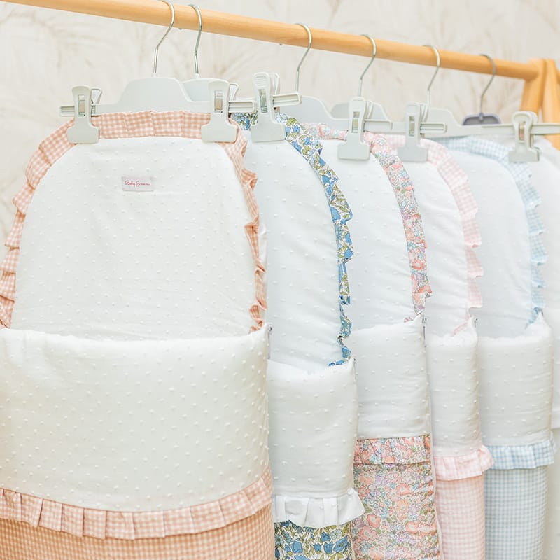 Saco capazo 4 estaciones vichy rosa y plumeti blanco - Imagen 3